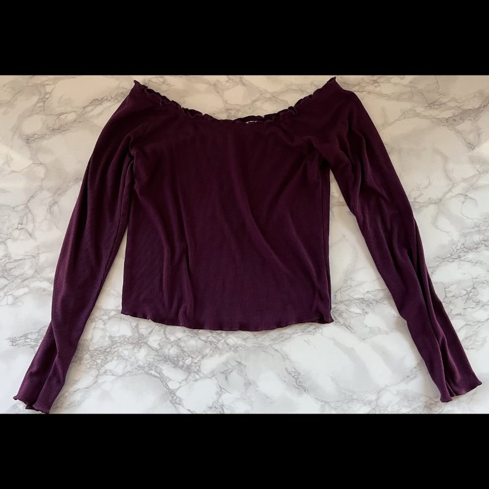 Off-Shoulder Plum Crop Top